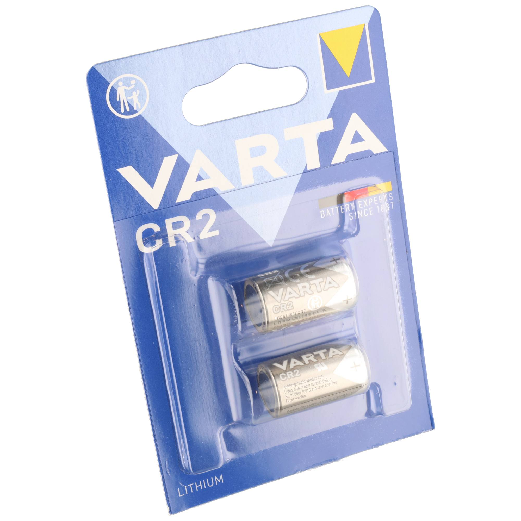 Batterie al litio Varta CR2 in confezione doppia in blister.