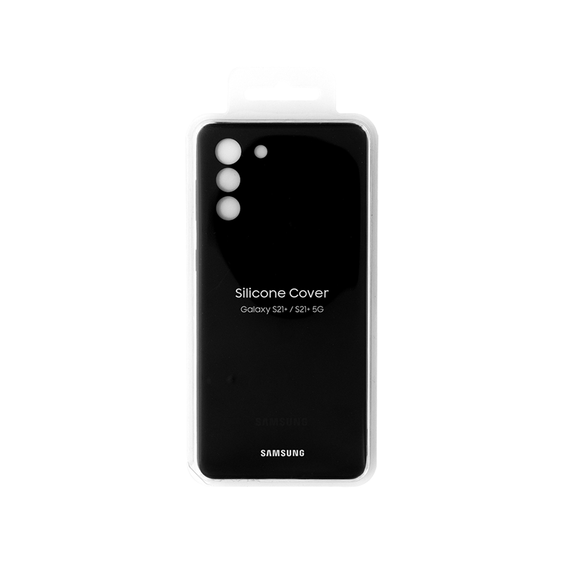 Cover in silicone nero per Samsung Galaxy S21+ / S21+ 5G in confezione.