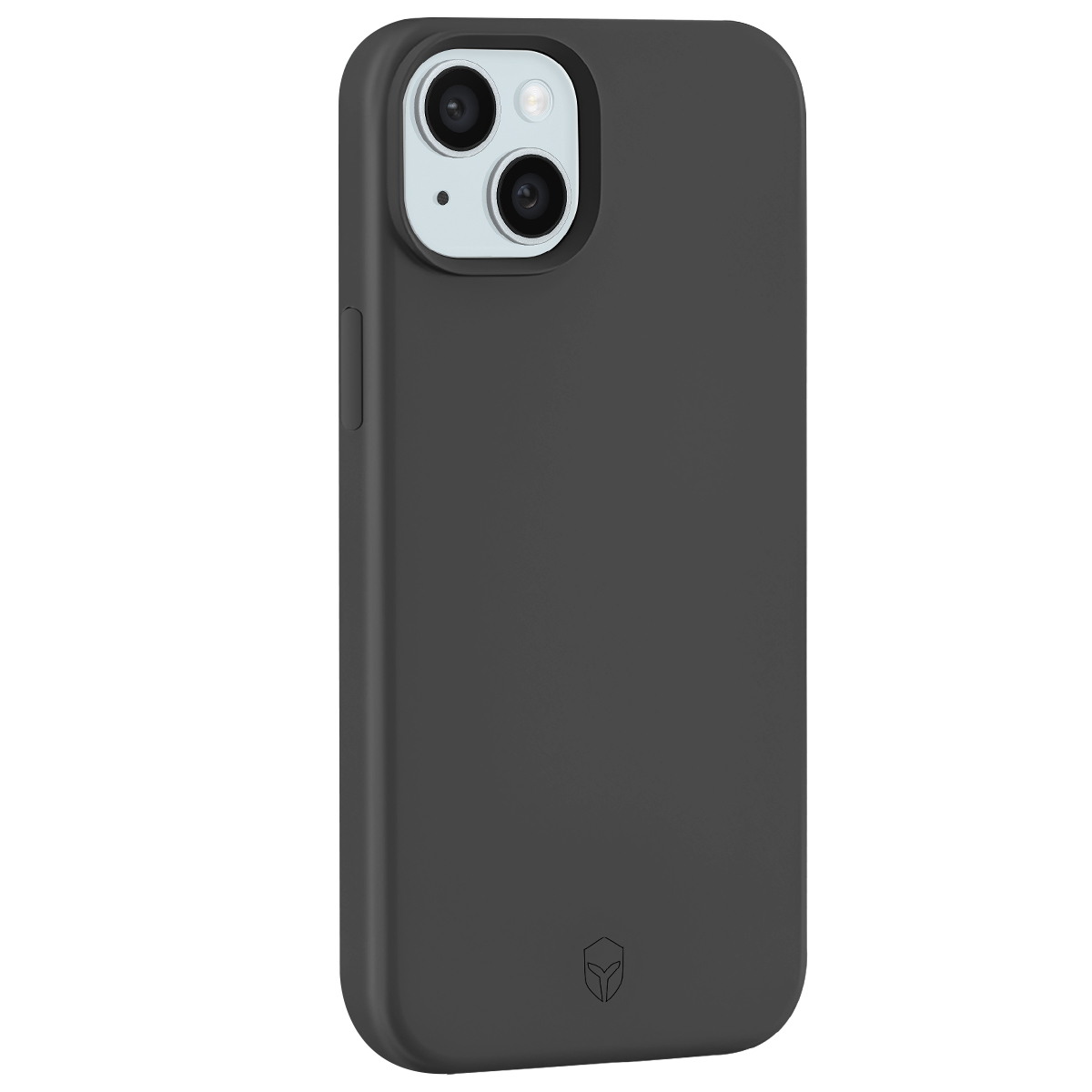 Dark gray phone case with two camera lenses and a flash.