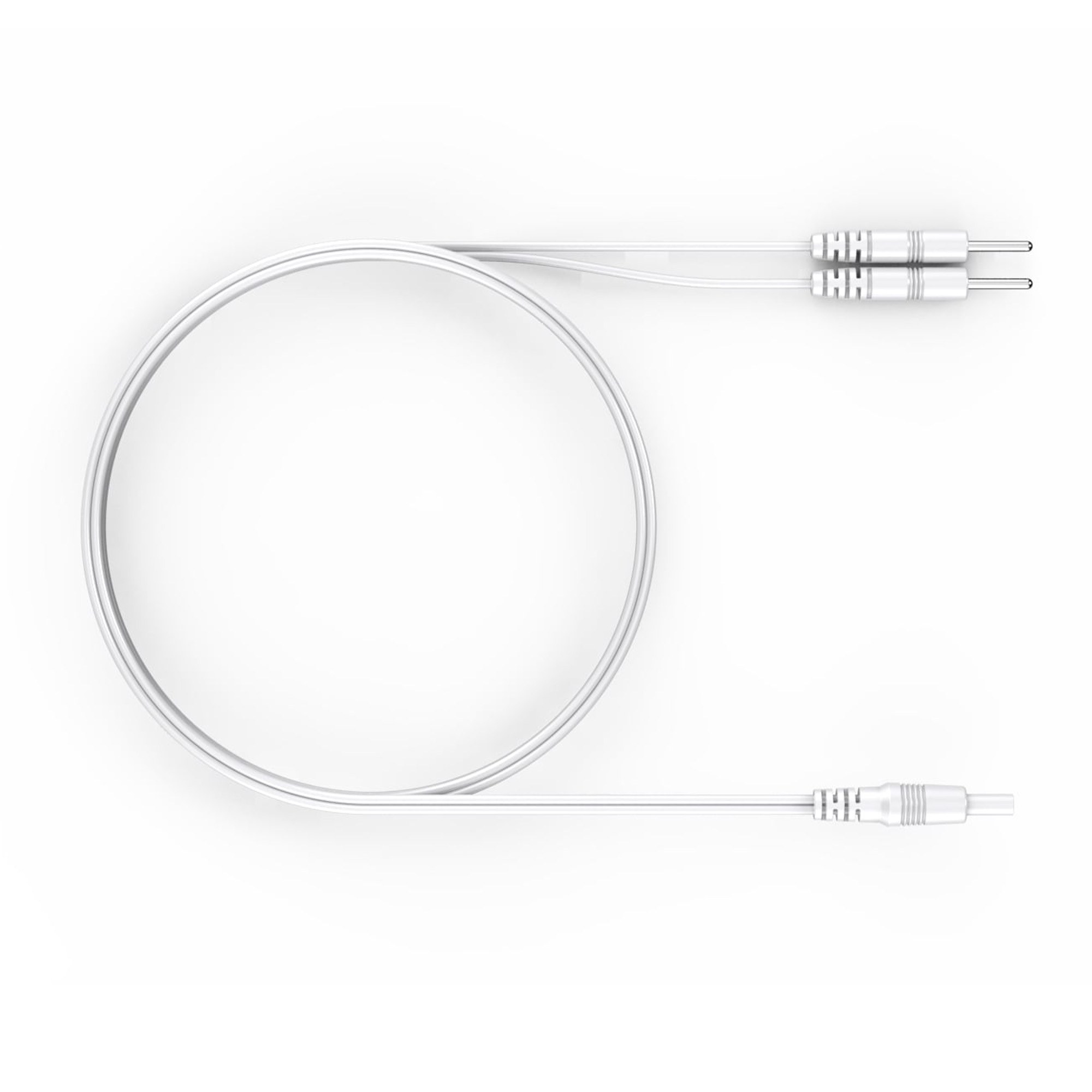 Un cavo bianco con due spine jack e un connettore jack.