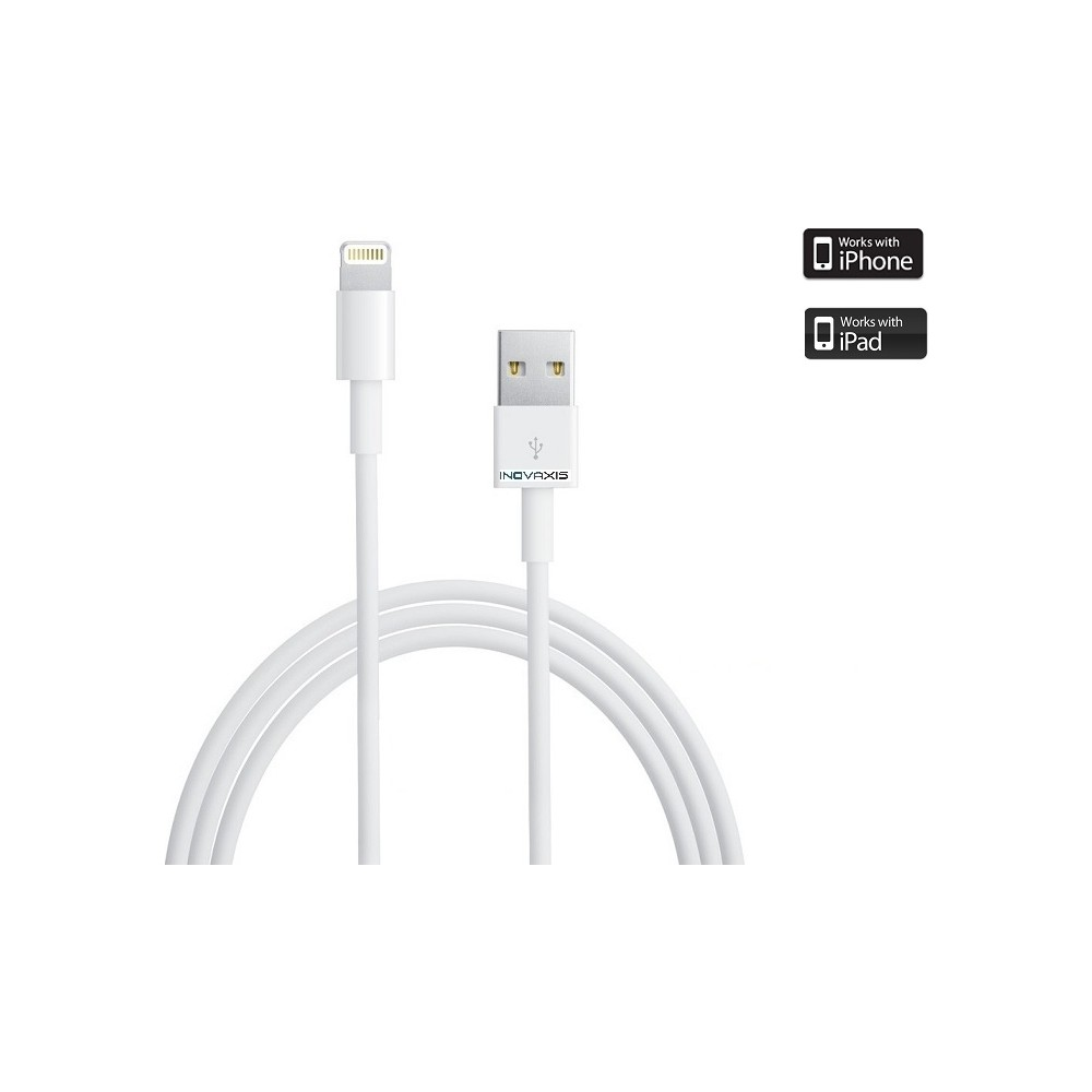 İki konektörlü ve ürün logolu beyaz bir Lightning - USB kablosu.