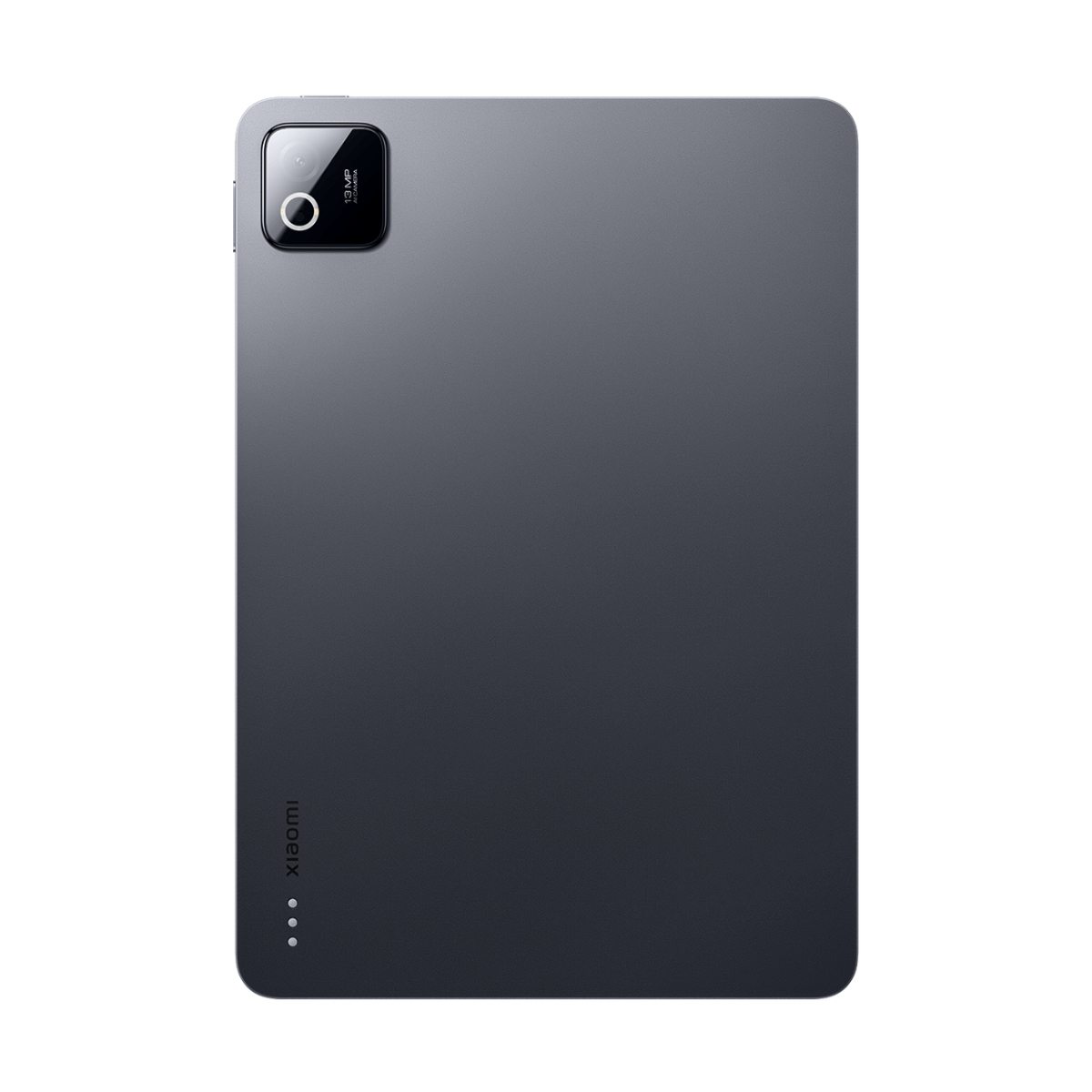 Retro tablet grigio scuro con modulo fotocamera e logo Xiaomi.