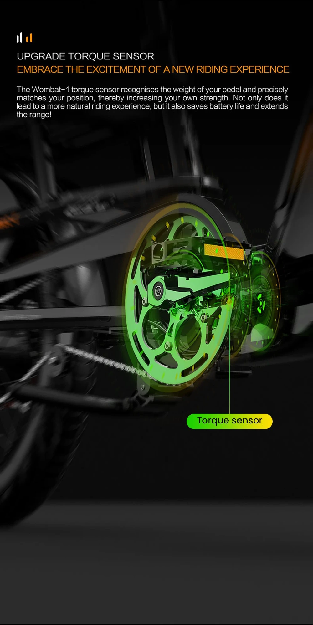 Un sensor de par verde en una bicicleta.