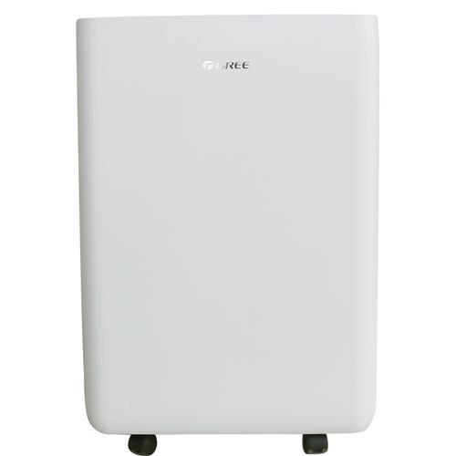 A white Gree dehumidifier with wheels at the bottom.