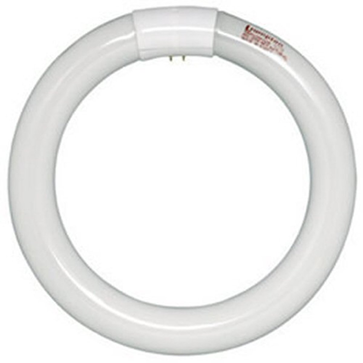 A white circular tube light with a white connector and pins.