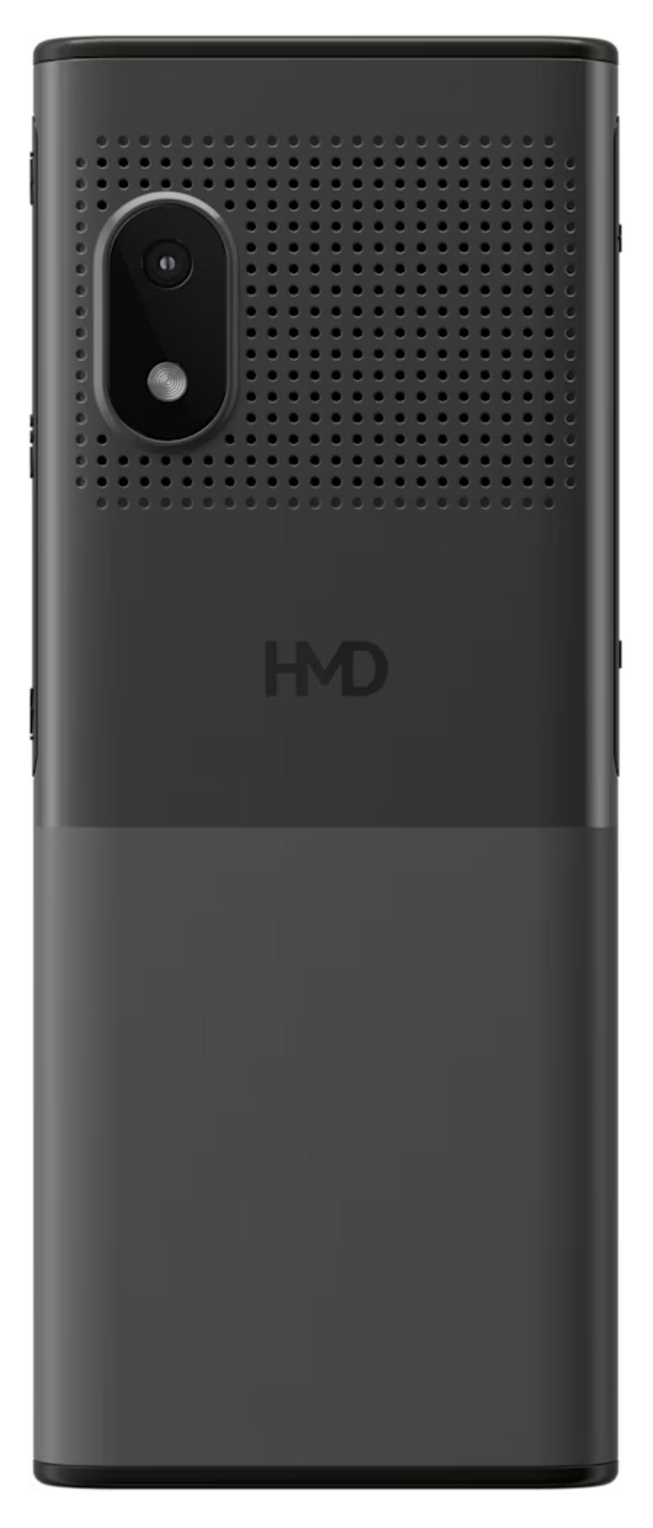 Un proiettore HMD nero con obiettivo della fotocamera e griglia dell'altoparlante in alto.