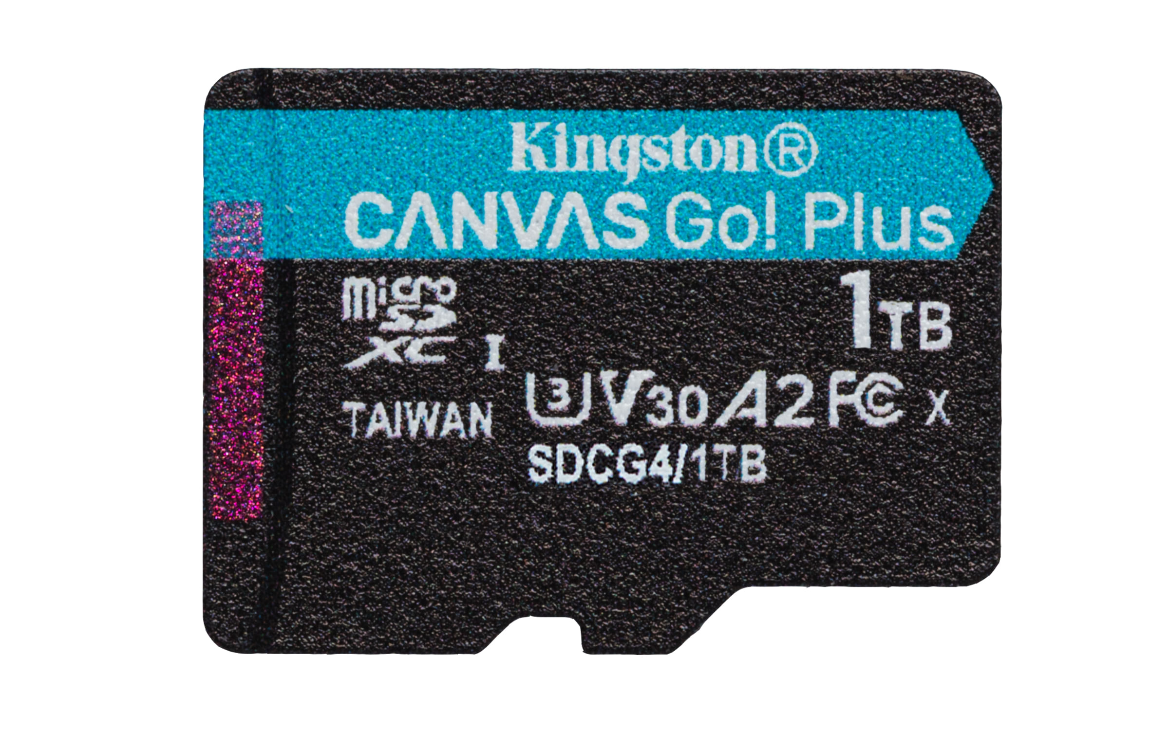 Karta Kingston Canvas Go! Plus 1TB microSDXC ze znakami V30 A2 FCC.