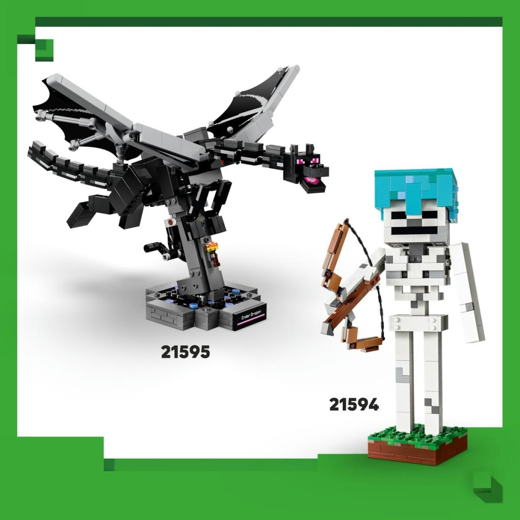 LEGO Ender Ejderhası ve Okçu İskelet Savaşçı. Setler 21595 ve 21594.