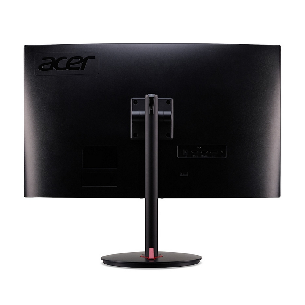 Retro di un monitor Acer nero con supporto e porte.