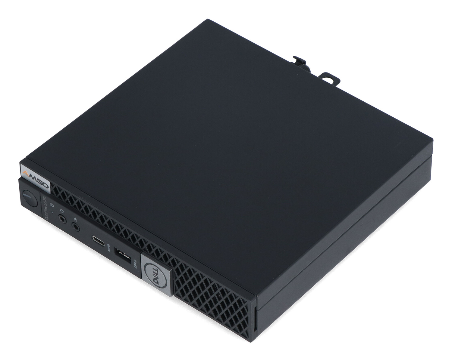 Czarny komputer Dell OptiPlex 5070 z widocznymi portami z przodu.