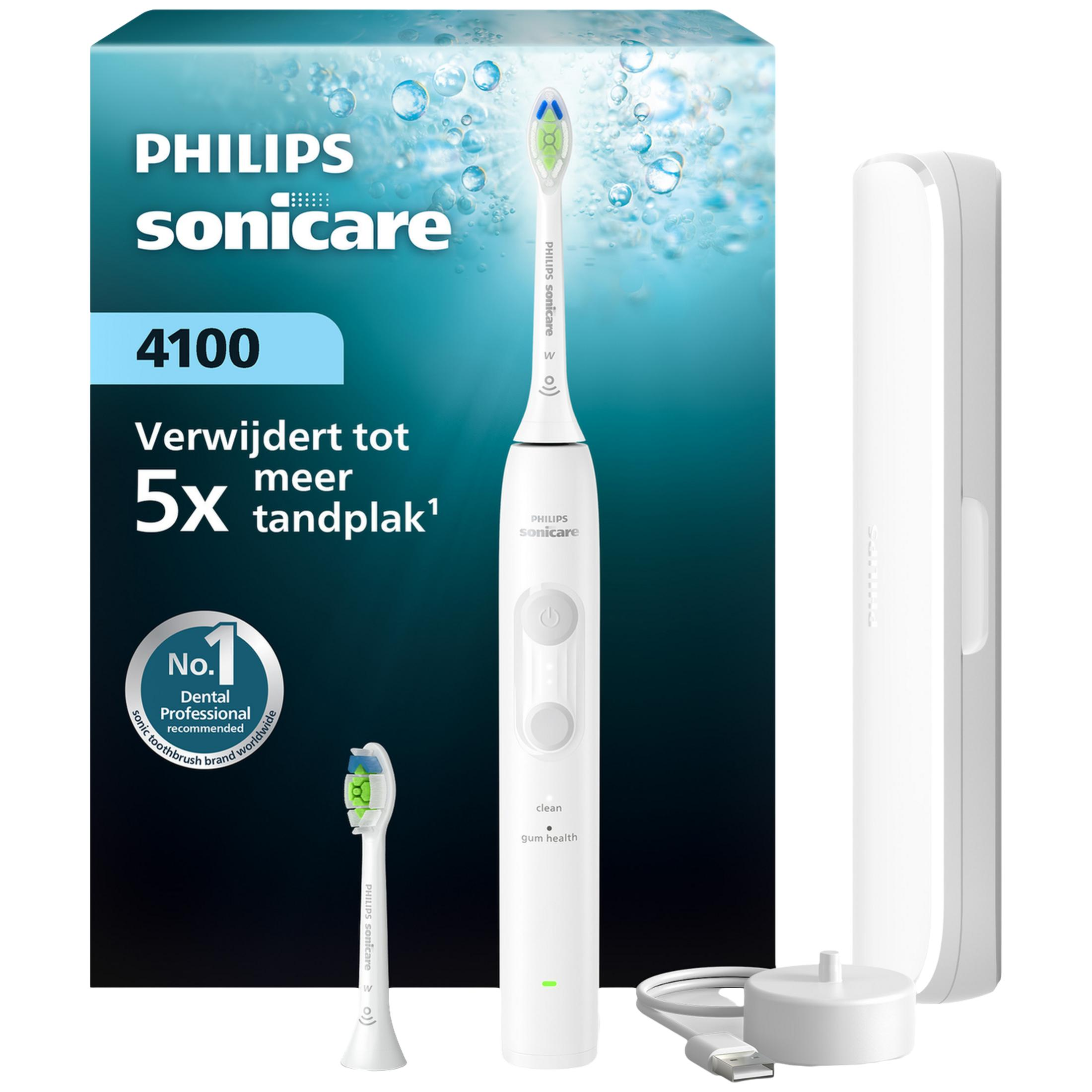 Spazzolino elettrico Philips Sonicare 4100 bianco con caricatore.