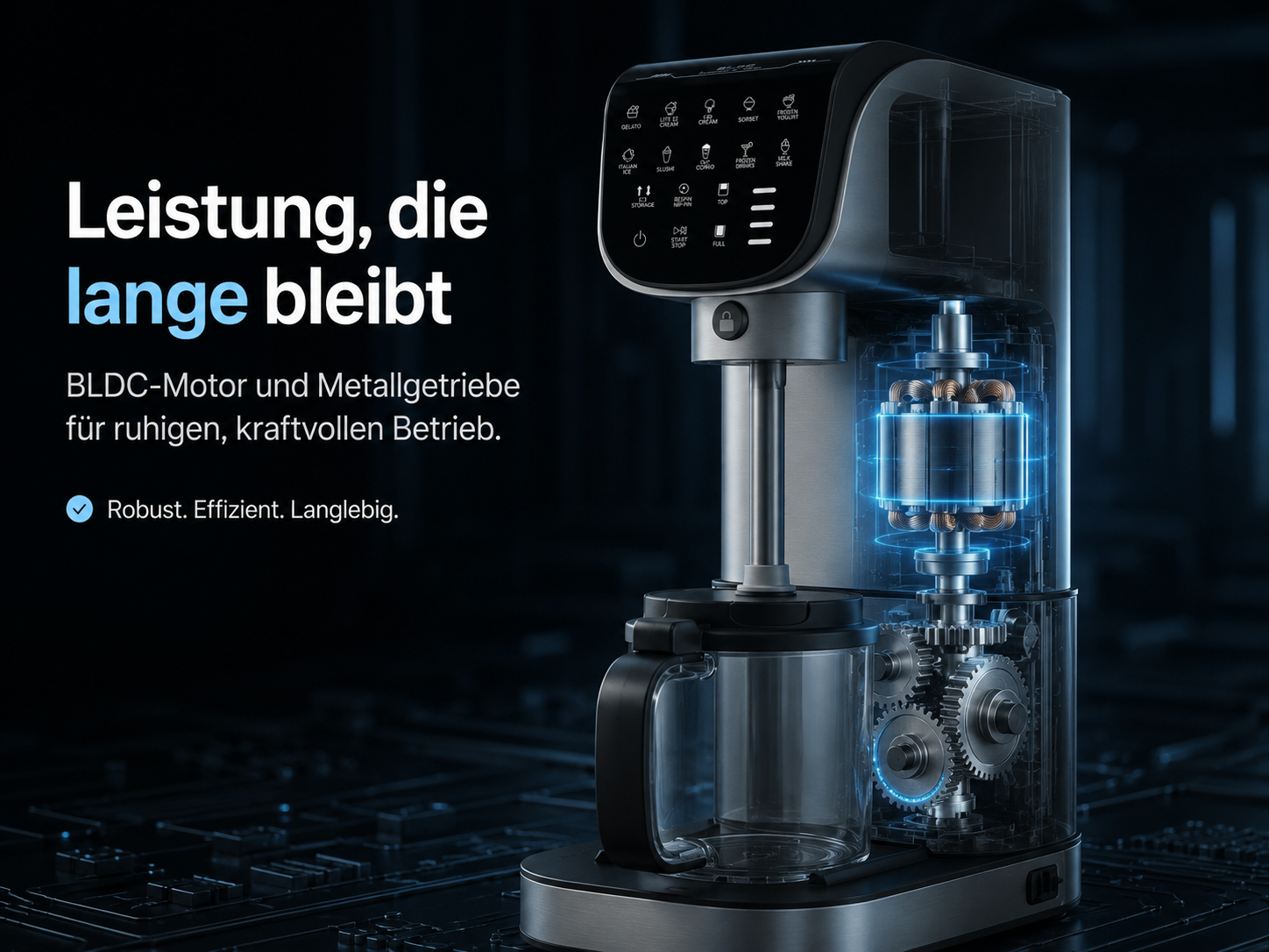 Ein Küchengerät mit BLDC-Motor und Metallgetriebe, das Leistung und Langlebigkeit verspricht.