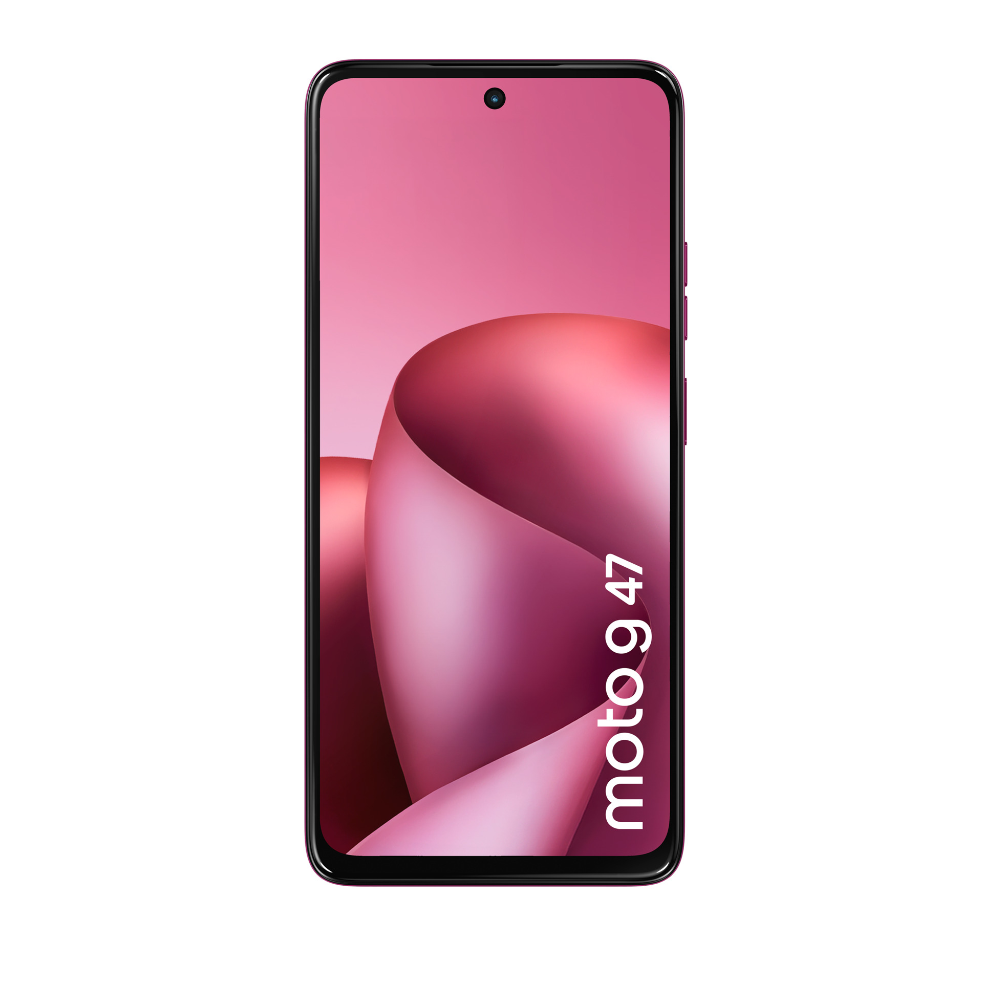 Ein lila Smartphone mit dem Schriftzug 'moto g 47' auf dem Bildschirm.