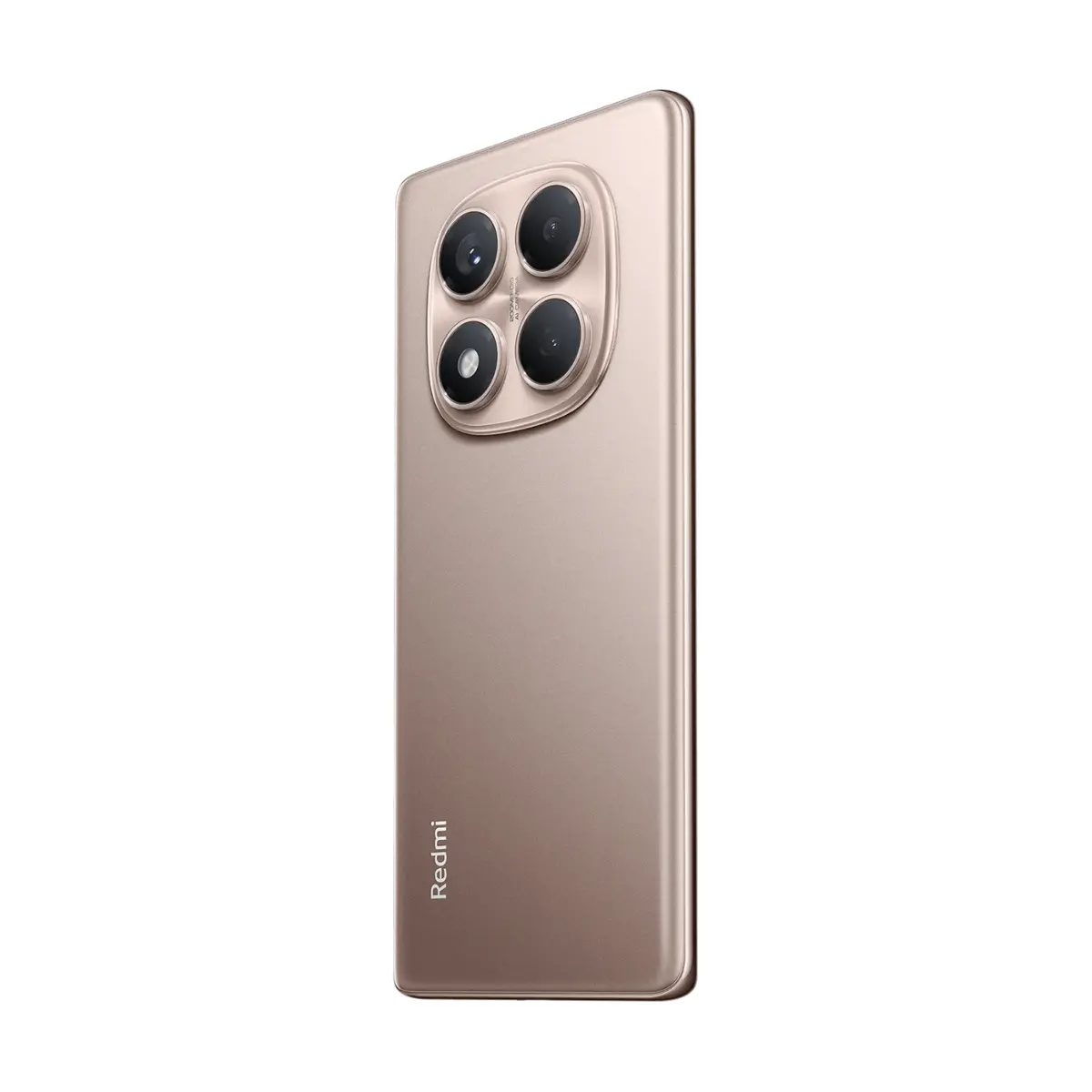 Un smartphone bronce con cuatro cámaras traseras y el logo de Redmi.