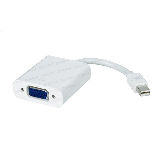 Mini DisplayPort konektörlü beyaz VGA adaptörü. Beyaz üzerinde izole.