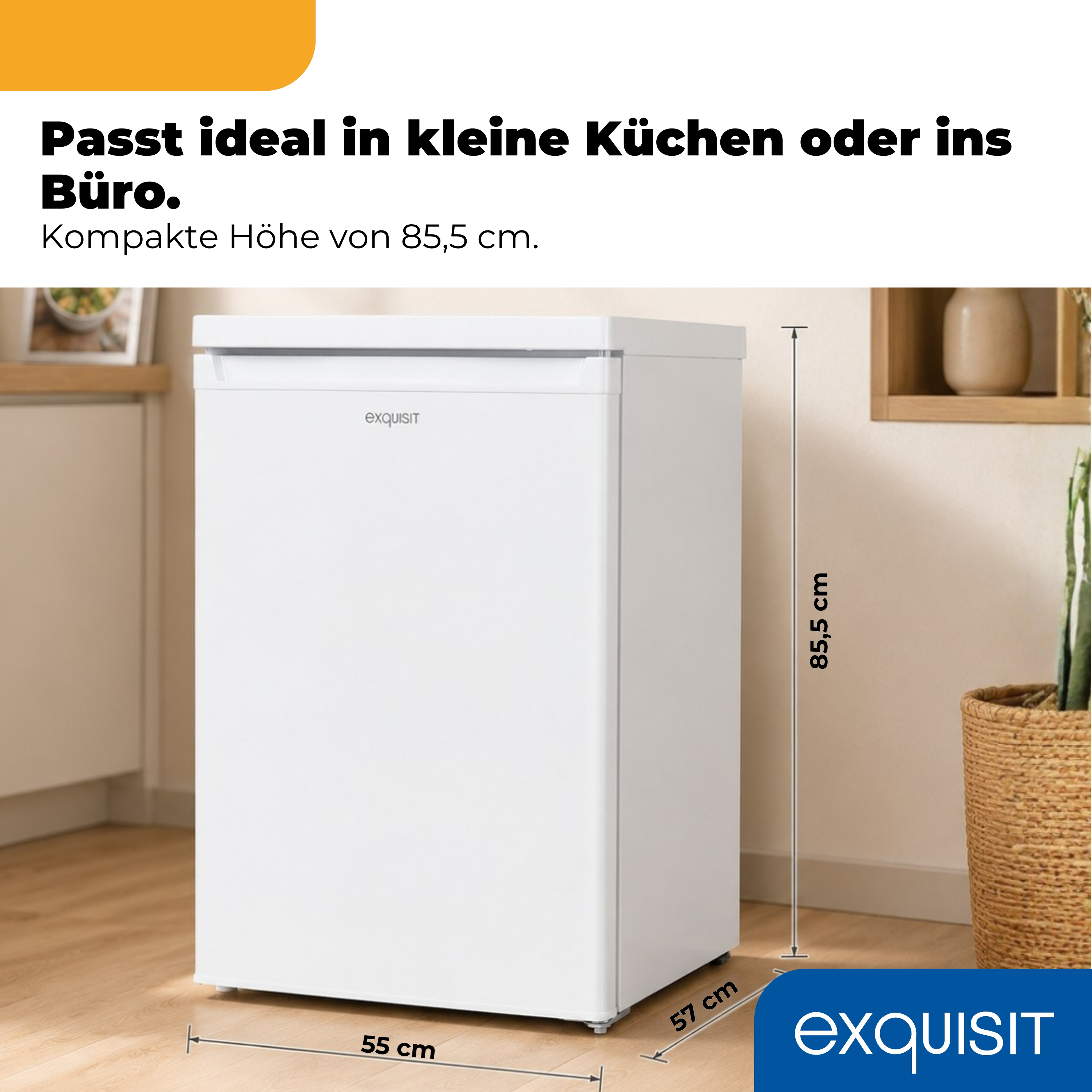 Ein weier Kõhl-Gefrierschrank mit Maangaben.