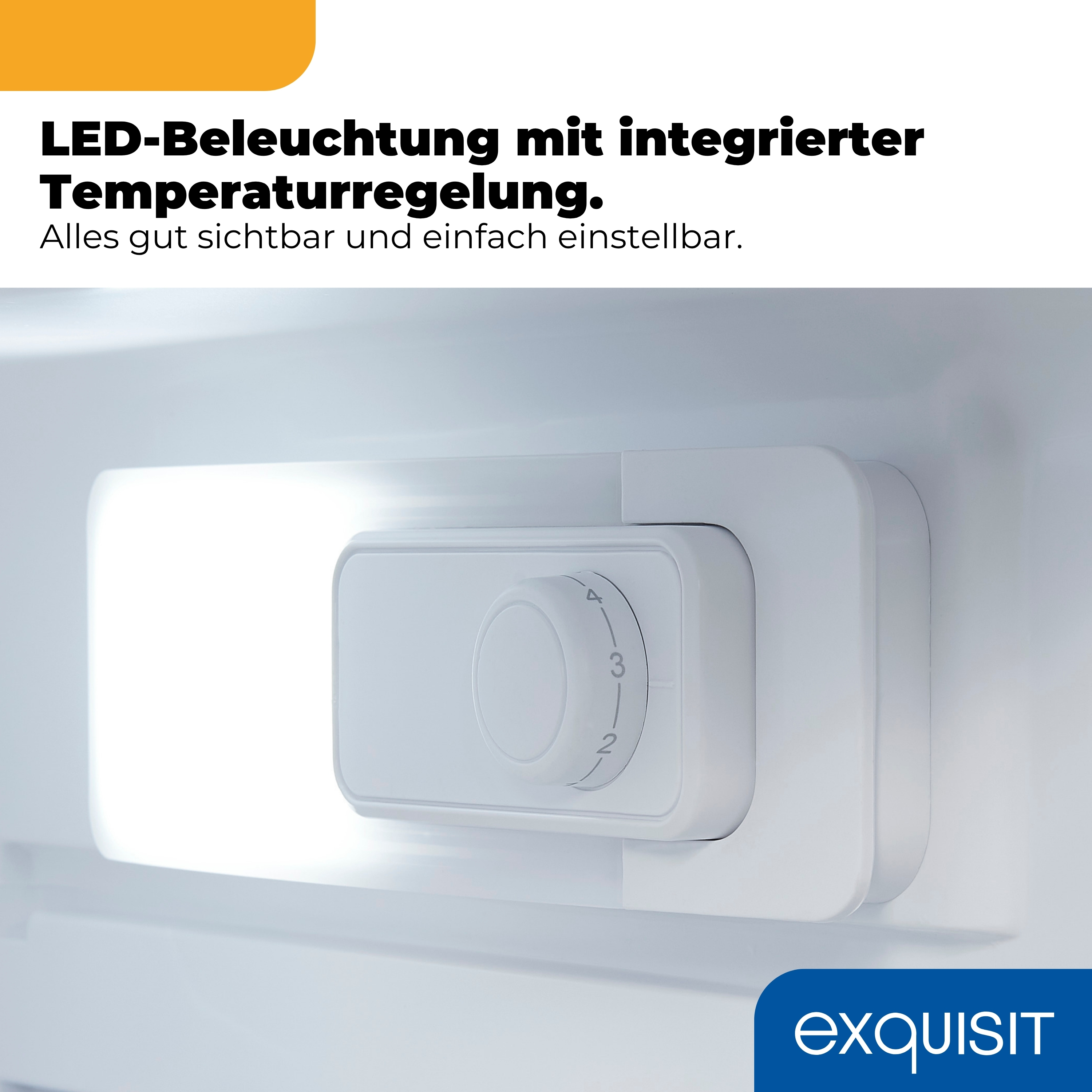 Weiße Temperaturregelung mit Drehknopf und Skala von 2-4.