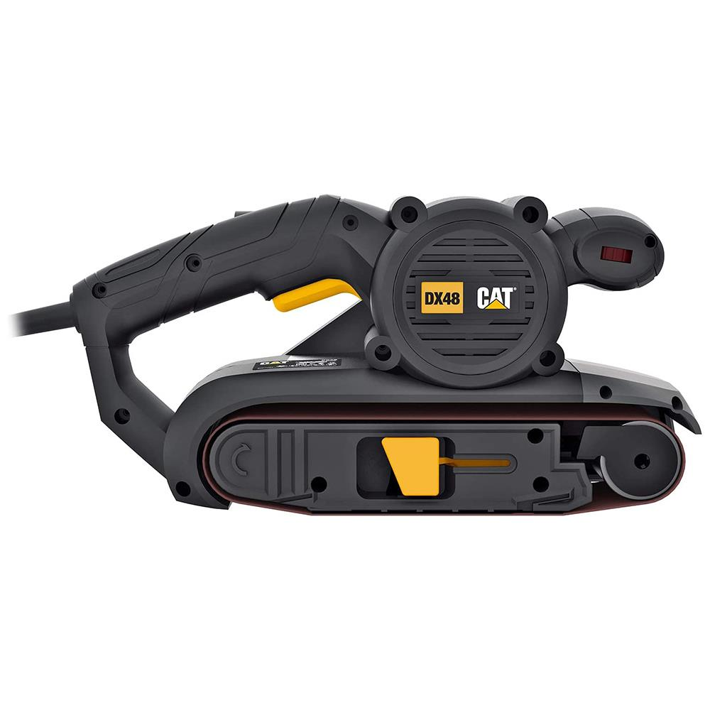 Sarı vurgulu siyah CAT zımpara makinesi, "DX48 CAT" etiketli.