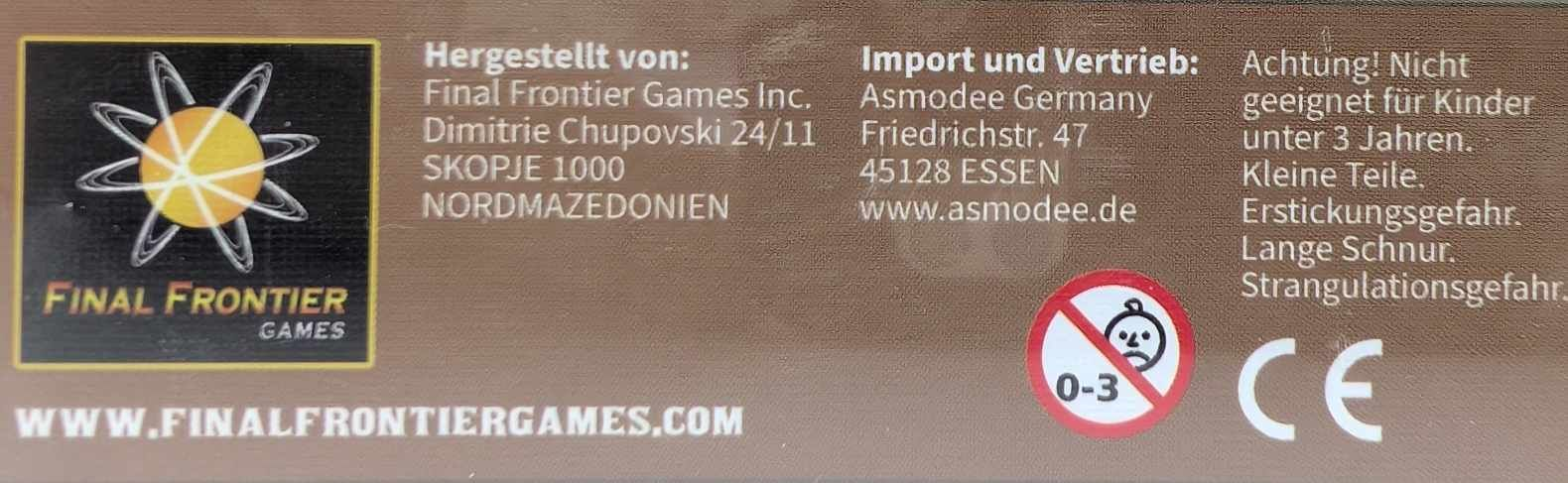 Warnsymbol 0-3, CE-Zeichen, Hersteller- und Importinfo.