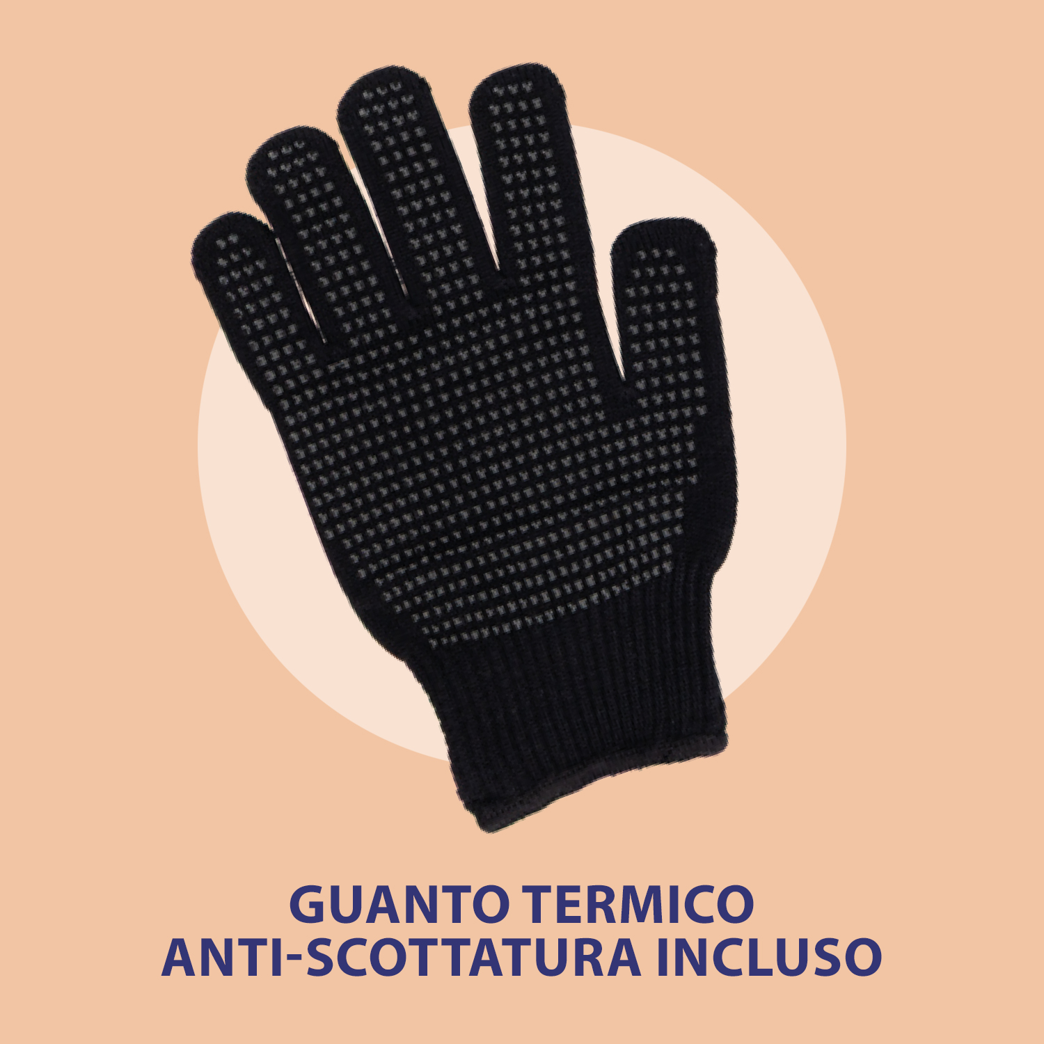 Guanto termico nero con puntini grigi per una presa migliore.