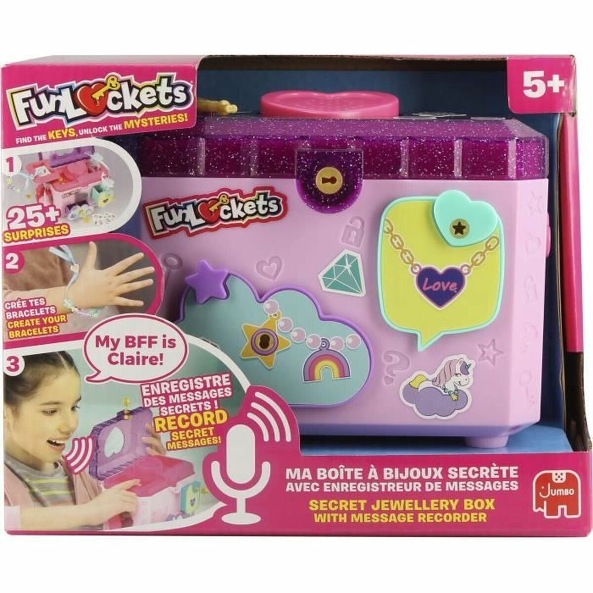 Embalaje de caja de joyería secreta con grabadora de mensajes, para mayores de 5 años.