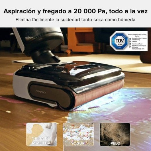 Un robot aspirapolvere e lavapavimenti pulisce peli di animali, yogurt e urina.