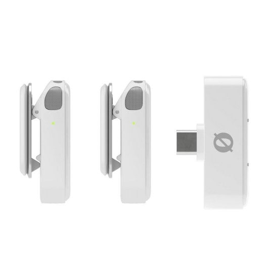 Drei weiße Geräte: zwei mit Clip, eins mit USB-C-Anschluss.