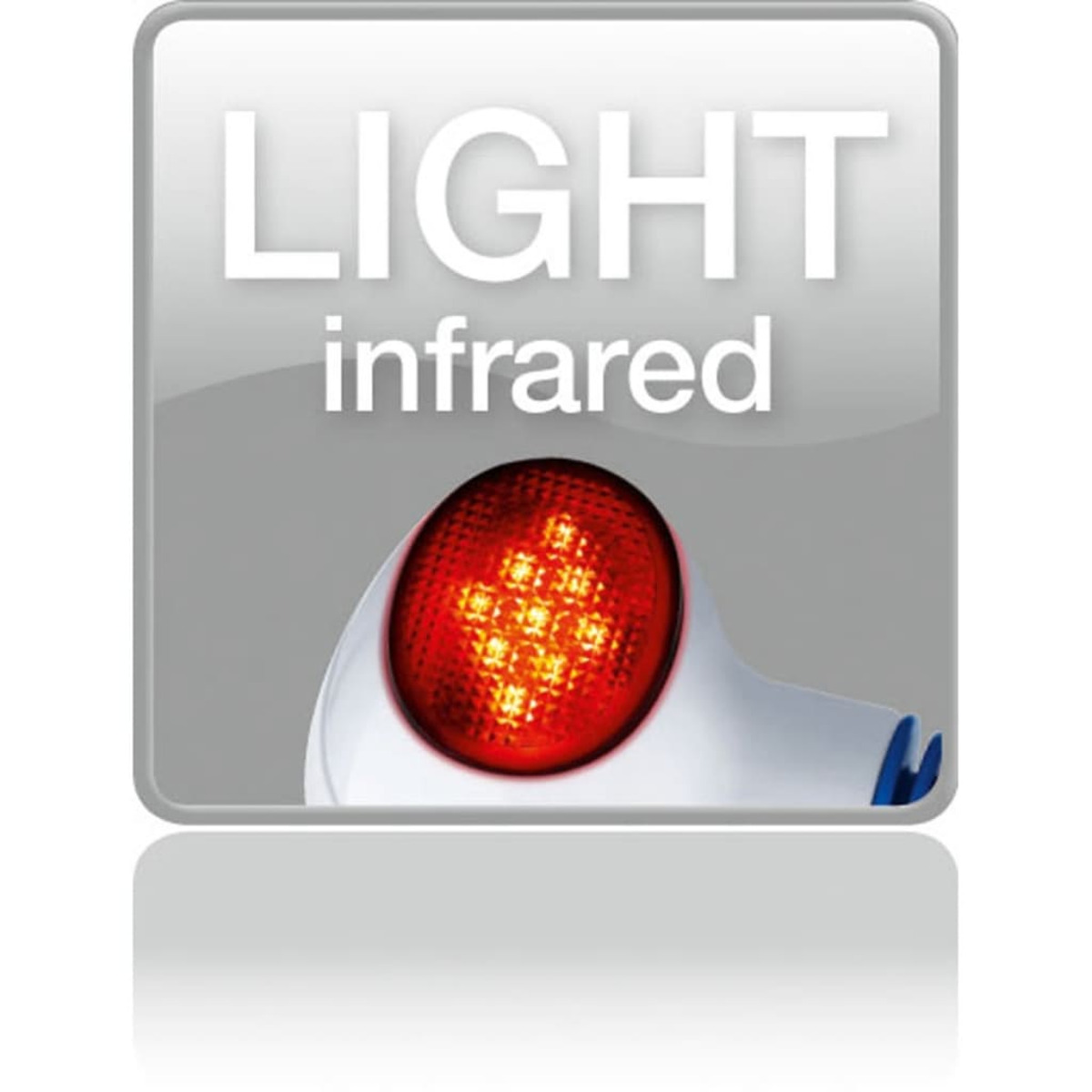 Ein rotes Licht mit vielen LEDs leuchtet unter den Worten LIGHT infrared.