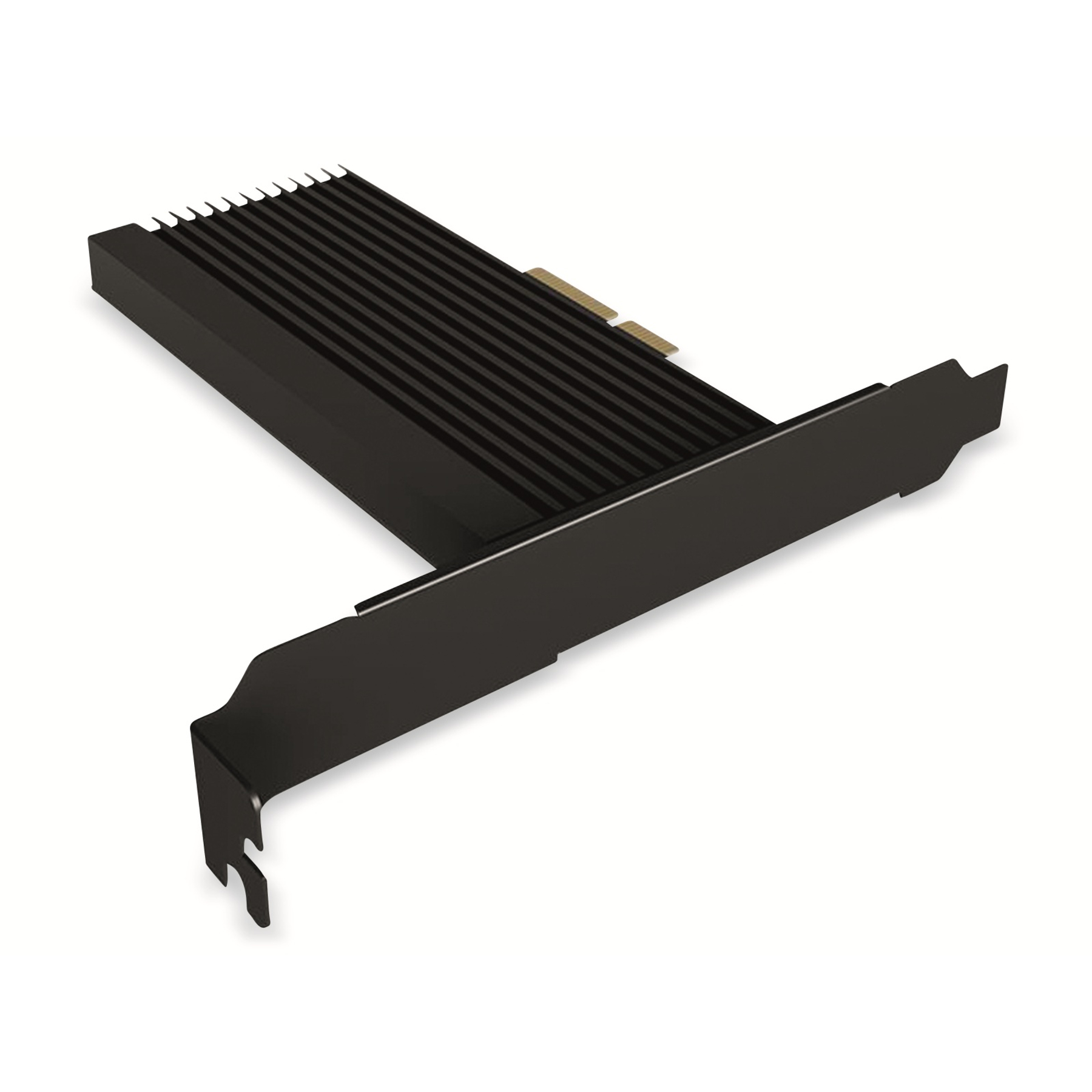 Ein schwarzes SSD-Laufwerk mit Kühlkörper und Anschluss