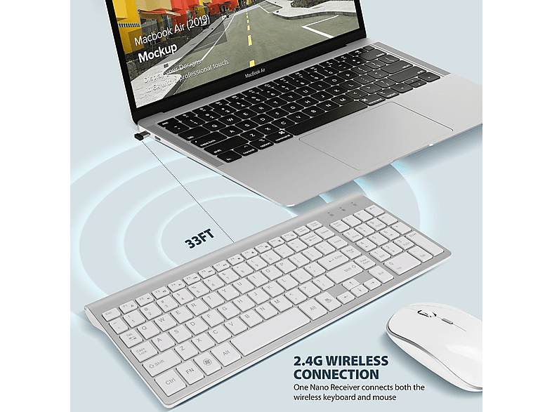 Hongu Kit Tastiera E Mouse Wireless 2,4GHz PC Computer USB Ricevito Senza Fili Set Accessori Pc E Laptop Hongu 6973724666460