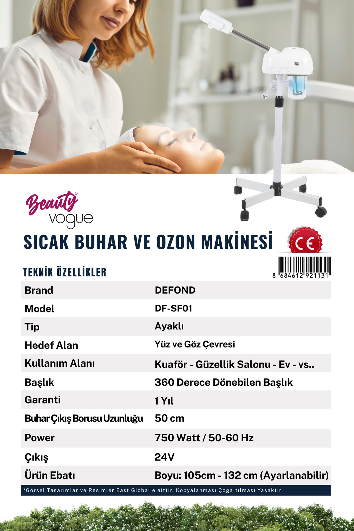 Bir güzellik uzmanı, müşterinin yüzünde buhar ve ozon makinesi kullanıyor.