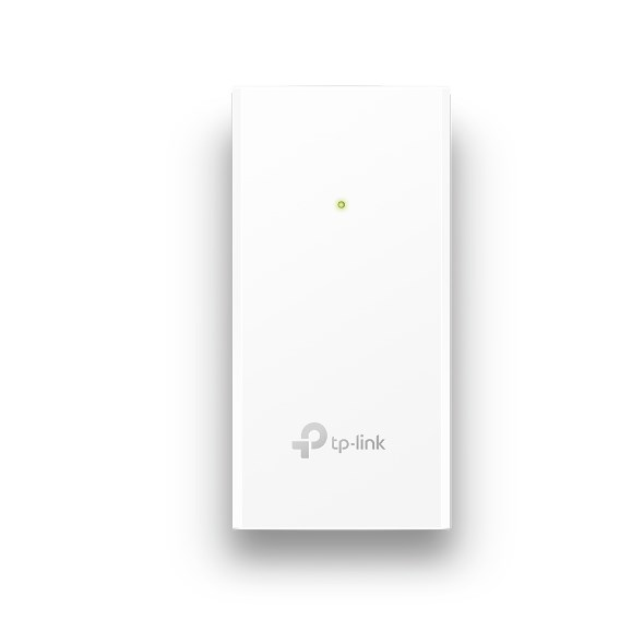 Üstte yeşil ışıklı beyaz bir TP-Link cihazı.