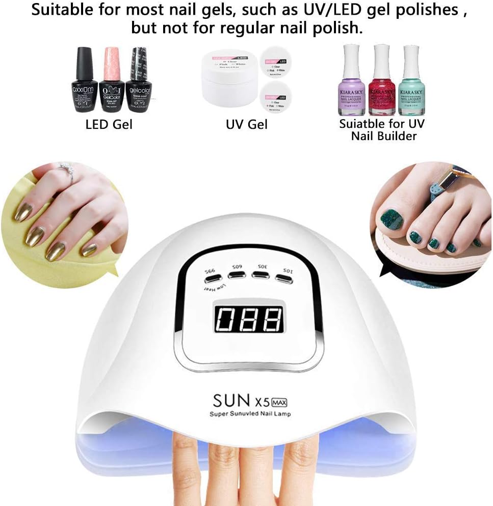 Nagellampen-Set mit LED-Gelen, UV-Gelen, Nagellack und UV-Lampe.