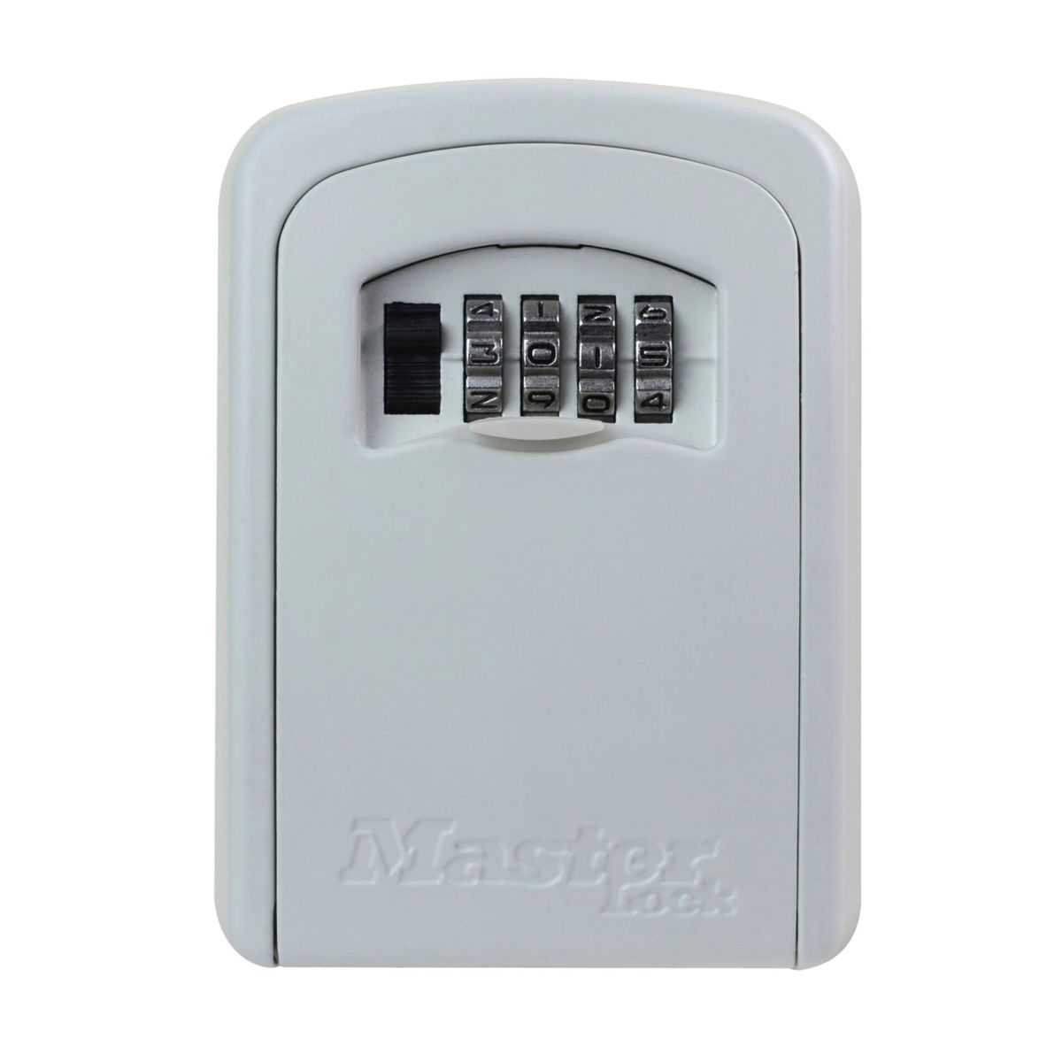 Cassetta portachiavi grigia con combinazione e logo Master Lock.