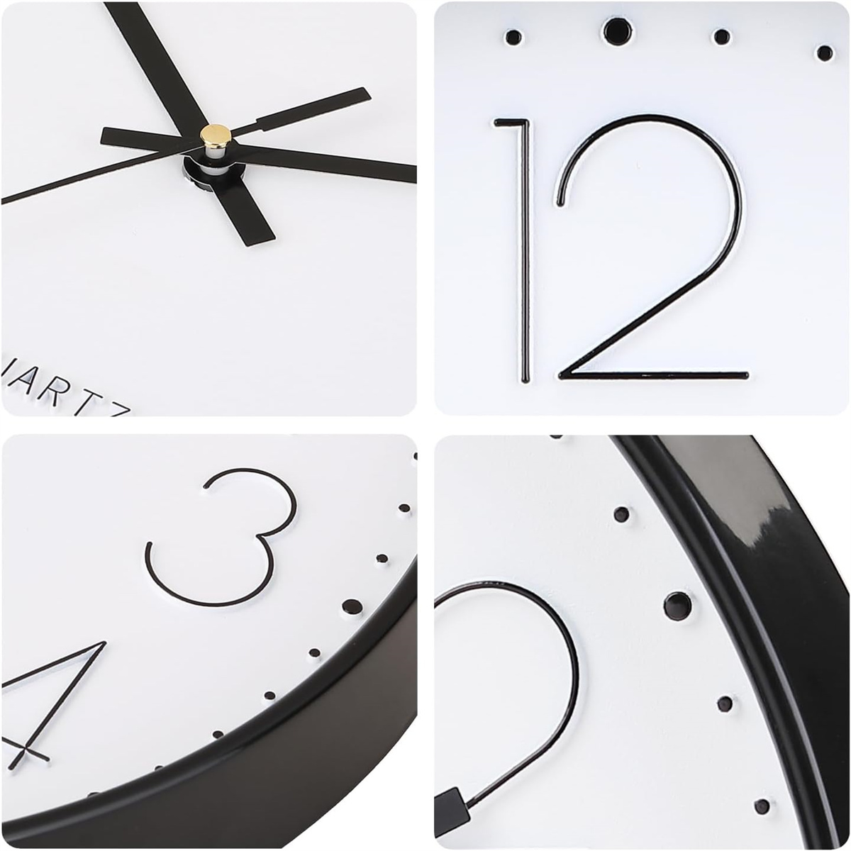 Nahaufnahme einer weißen Wanduhr mit schwarzen Zeigern und Ziffern.