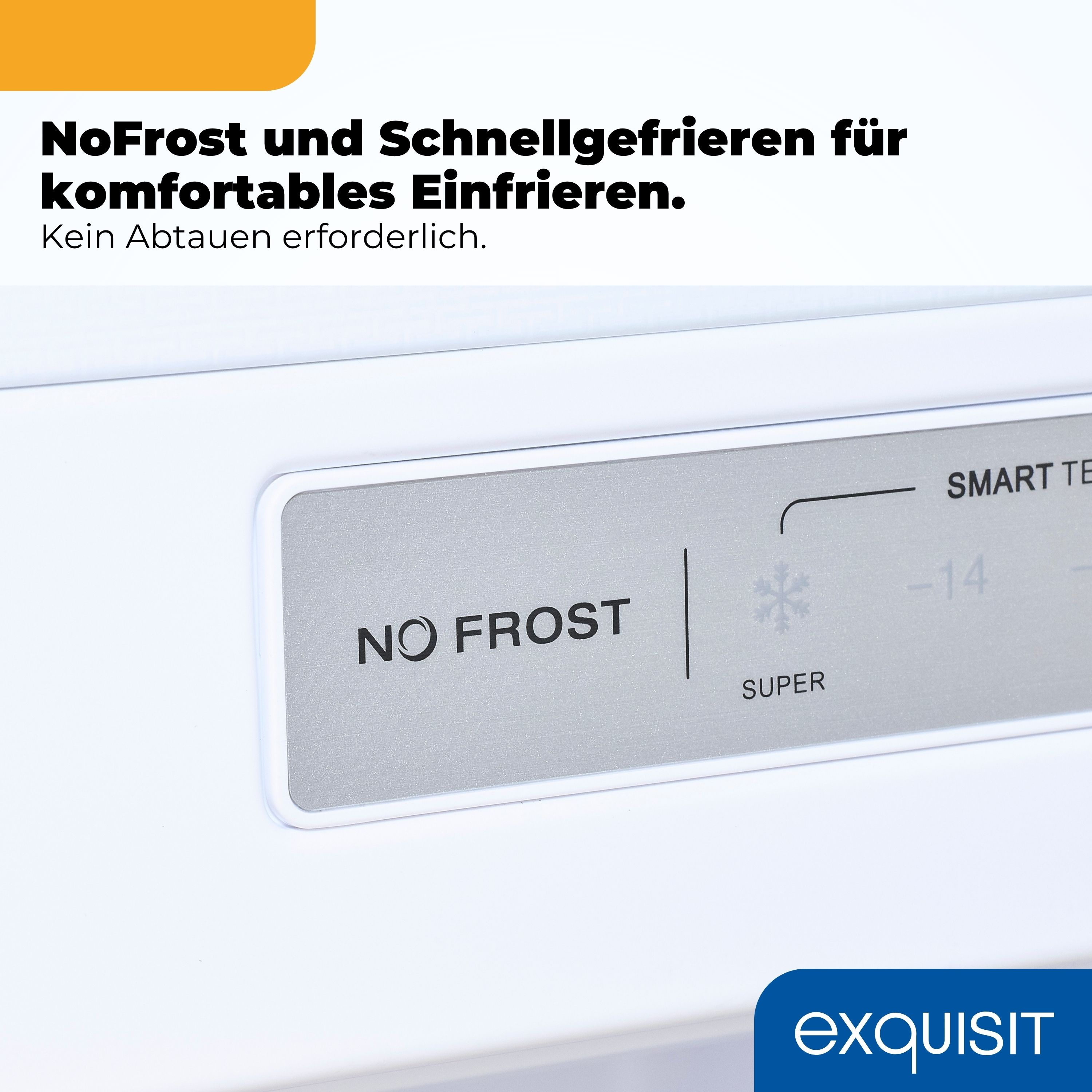 Bedienfeld eines Kühlschranks mit "No Frost" und "Super" Optionen.
