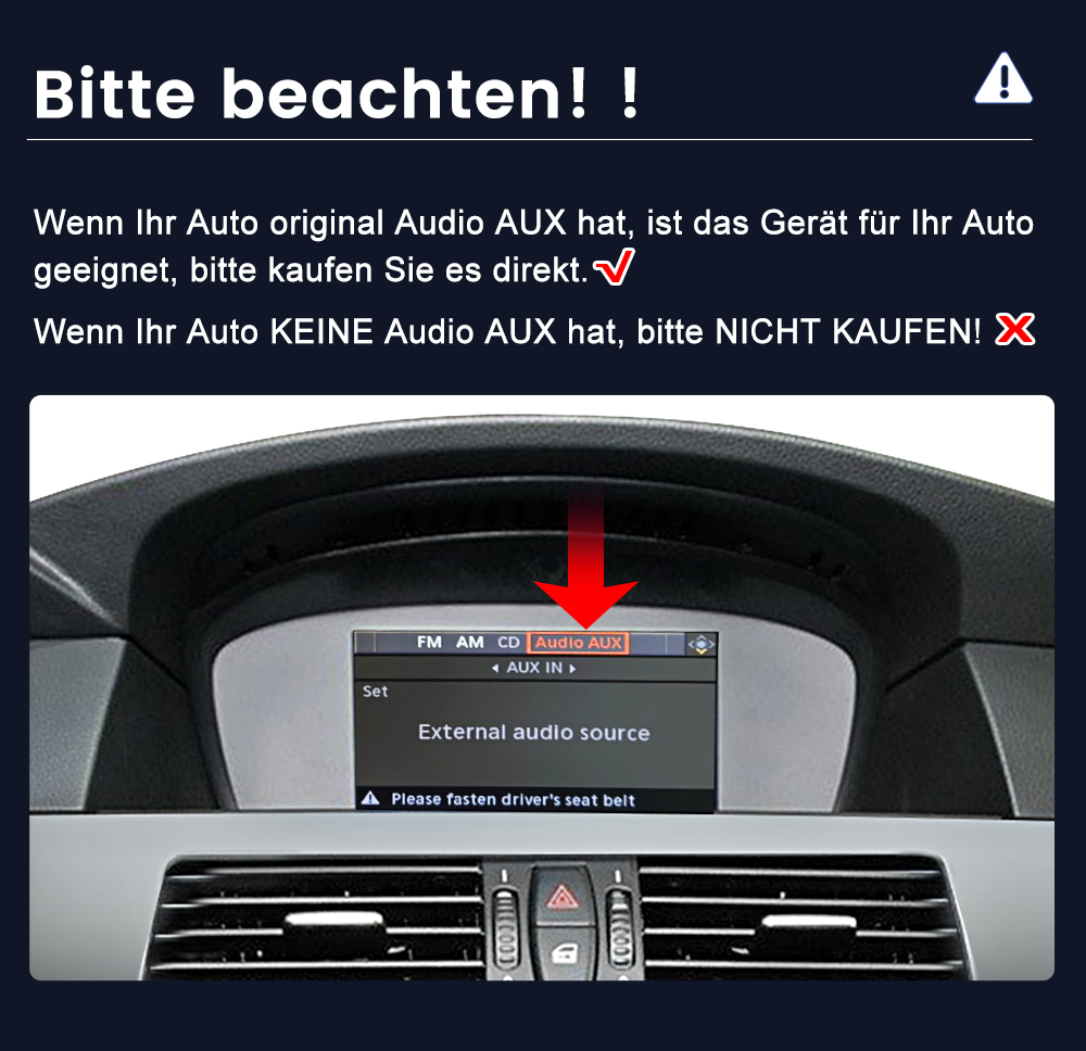 Auto-Display zeigt AUX-Audioquelle an. Kaufen, wenn AUX vorhanden.
