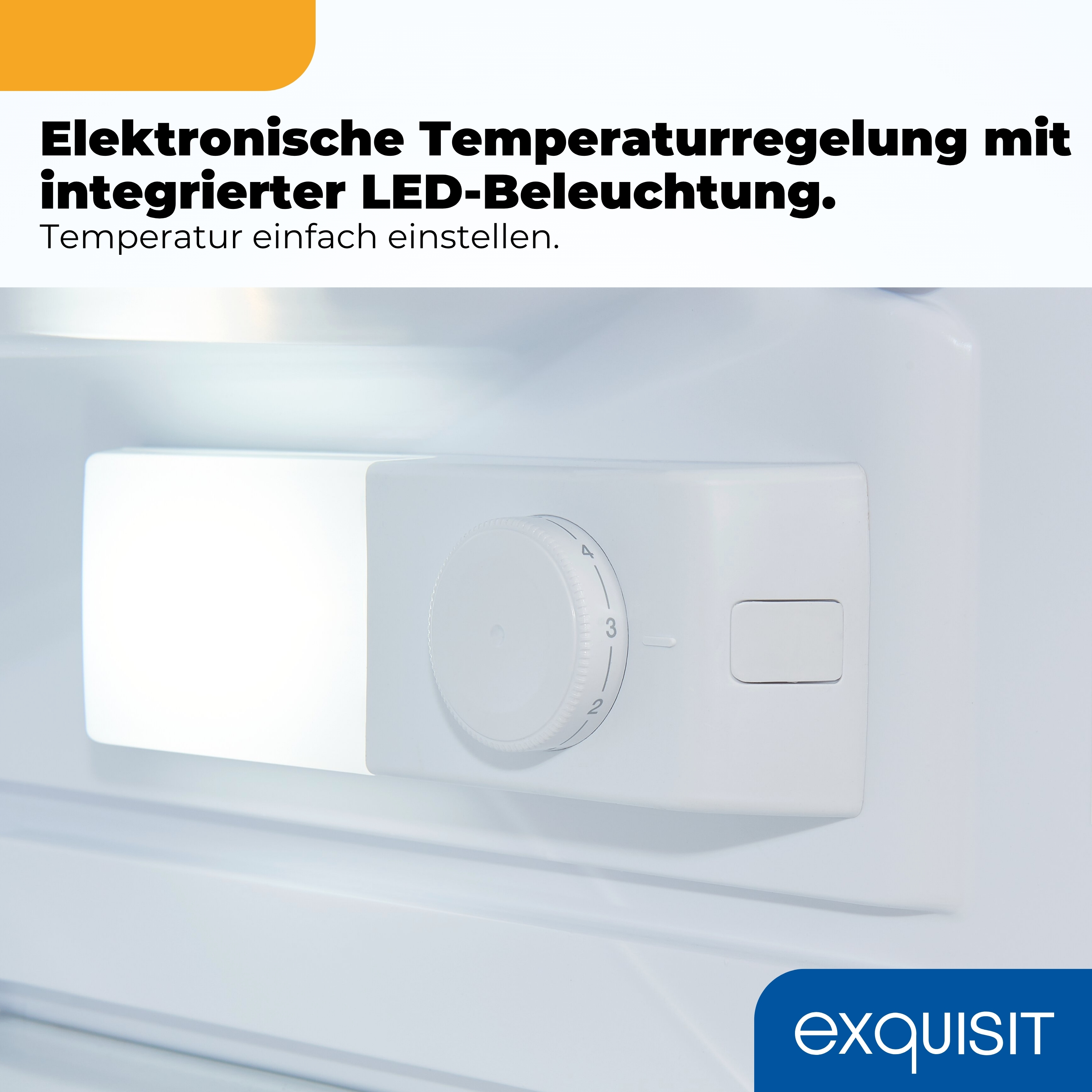 Ein weißer Drehregler mit Zahlen 2, 3, 4 und eine LED-Beleuchtung.