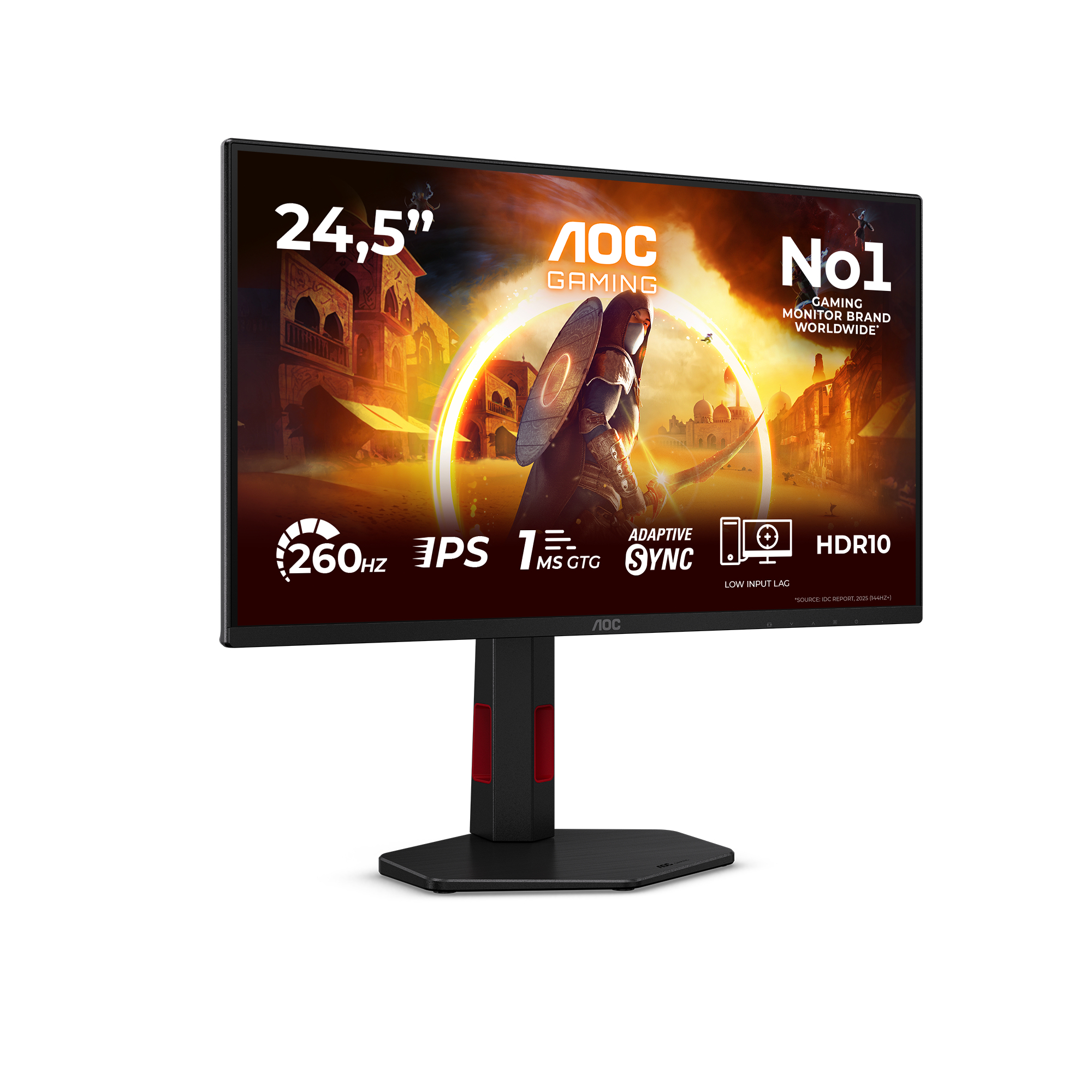 Monitor gaming AOC da 24,5 pollici con 260Hz, 1ms GTG e HDR10.