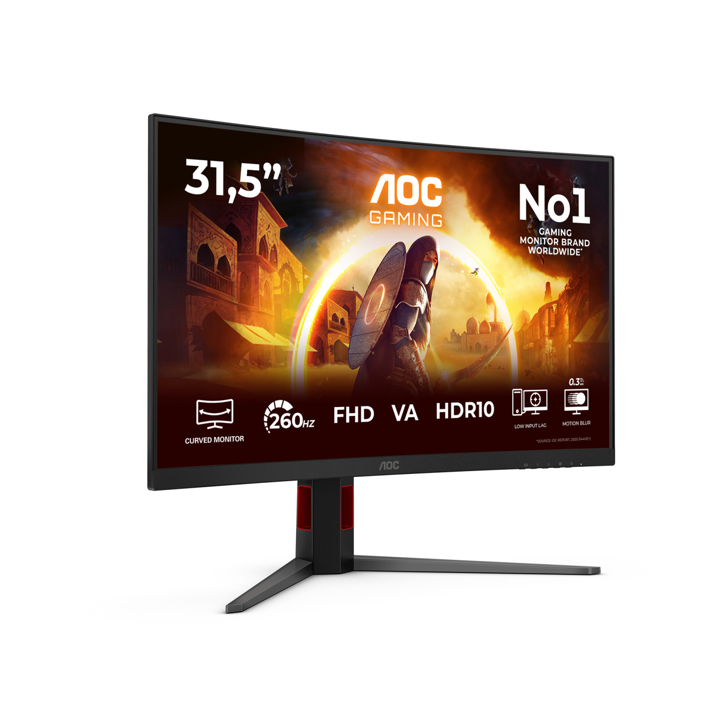 Un monitor gaming AOC da 31,5 pollici con display curvo, 260Hz, FHD, VA, HDR10.