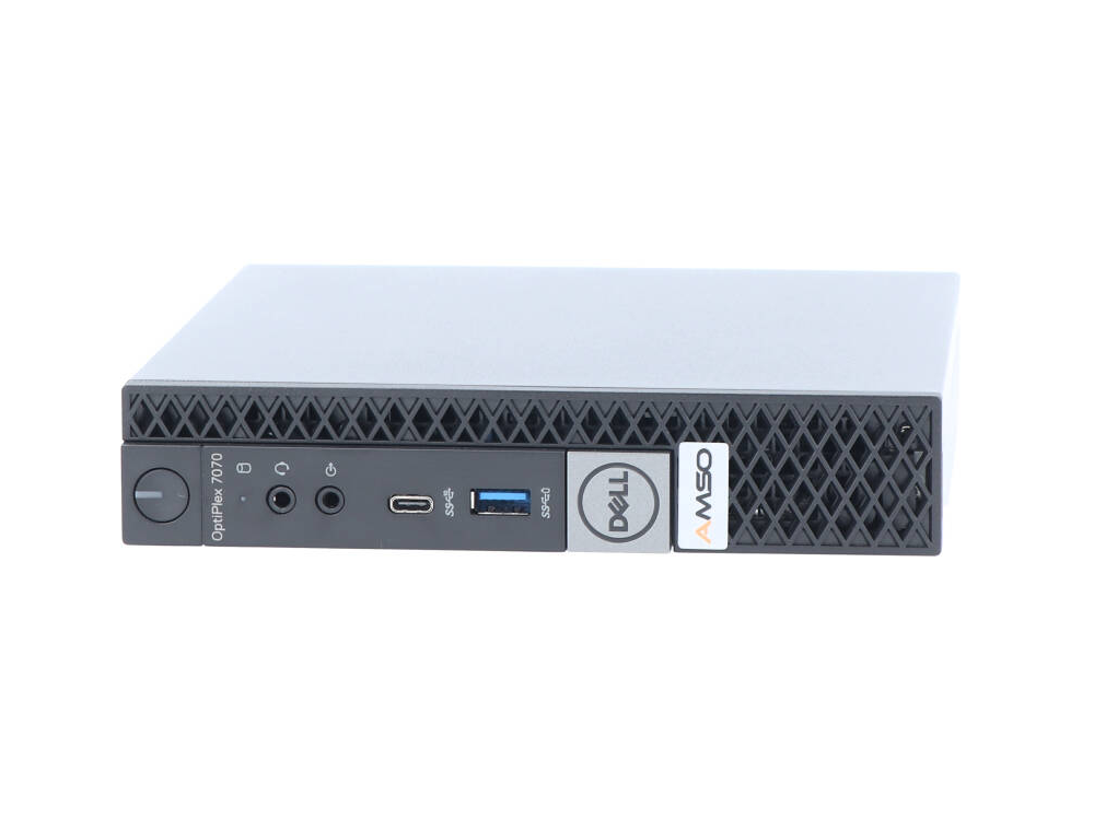 Kompaktowy komputer Dell OptiPlex 7070 z portami z przodu.