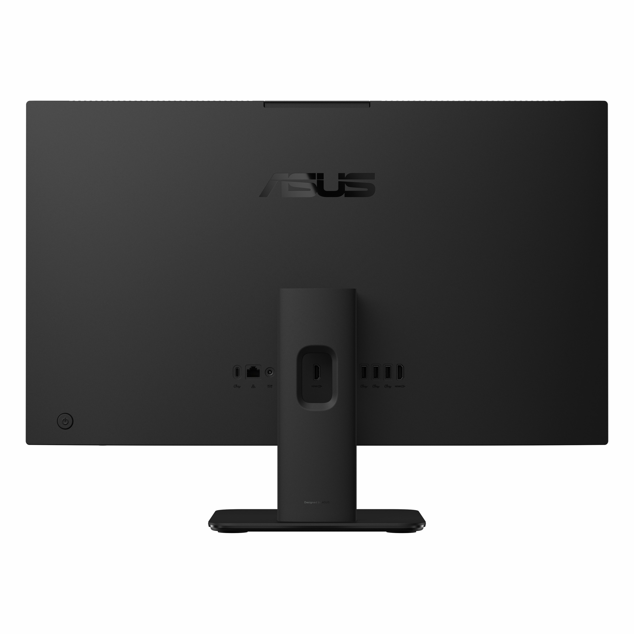 Bağlantı noktaları ve ASUS logosu olan siyah monitörün arkası.