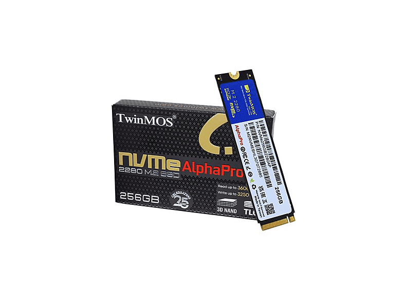 TWINMOS NVMe256GB2280AP Gen3 NVMe 3600-3250MB-S TLC 3DNAND M.2 via PCIe 256 GB SSD
