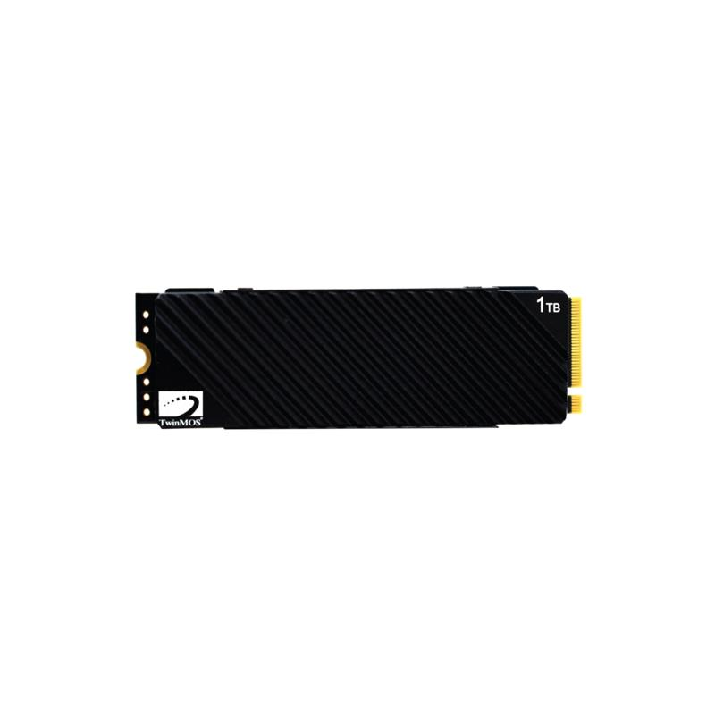 Altın rengi konektörlü siyah 1 TB SSD. Üzerinde logo ve "1TB" yazısı var.