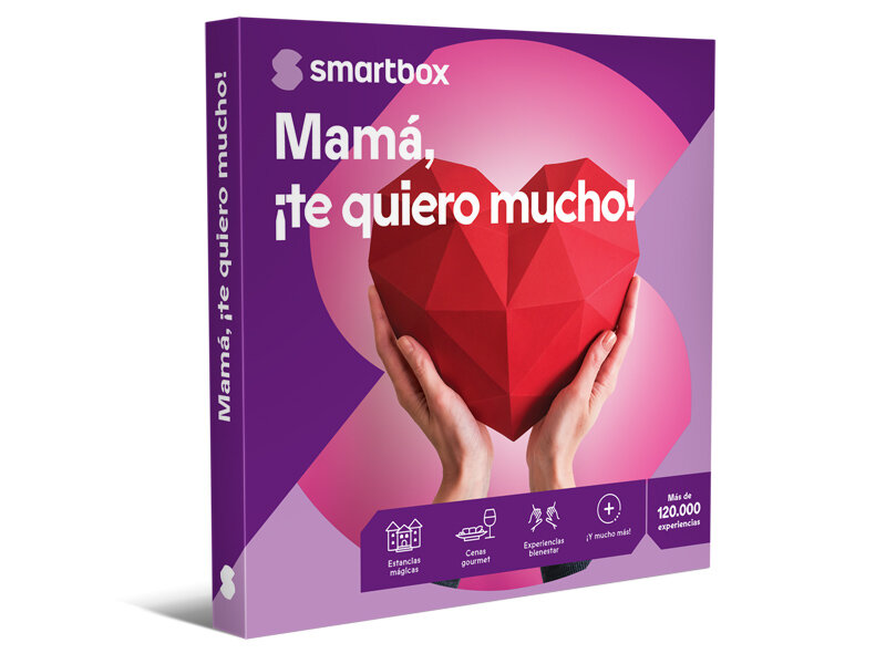 Caja regalo Smartbox con corazón rojo, manos y texto para Mamá.