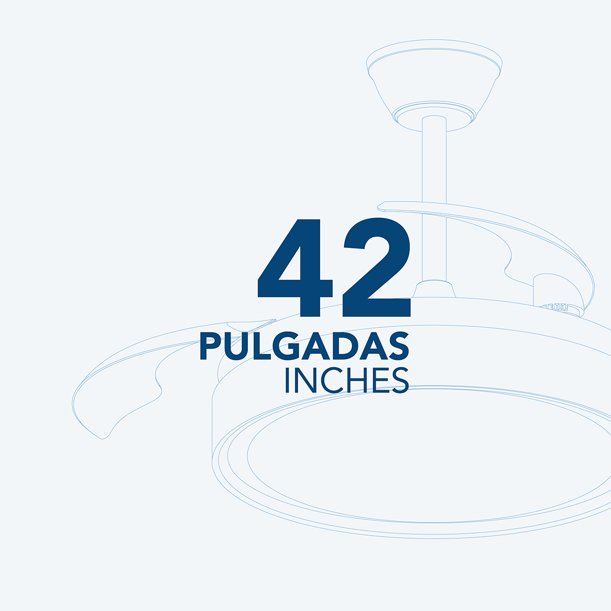Dibujo de un ventilador de techo que indica 42 pulgadas.