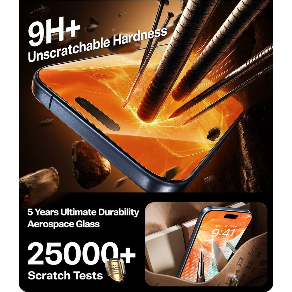 Una pantalla de smartphone es rayada por clavos, dureza 9H+.