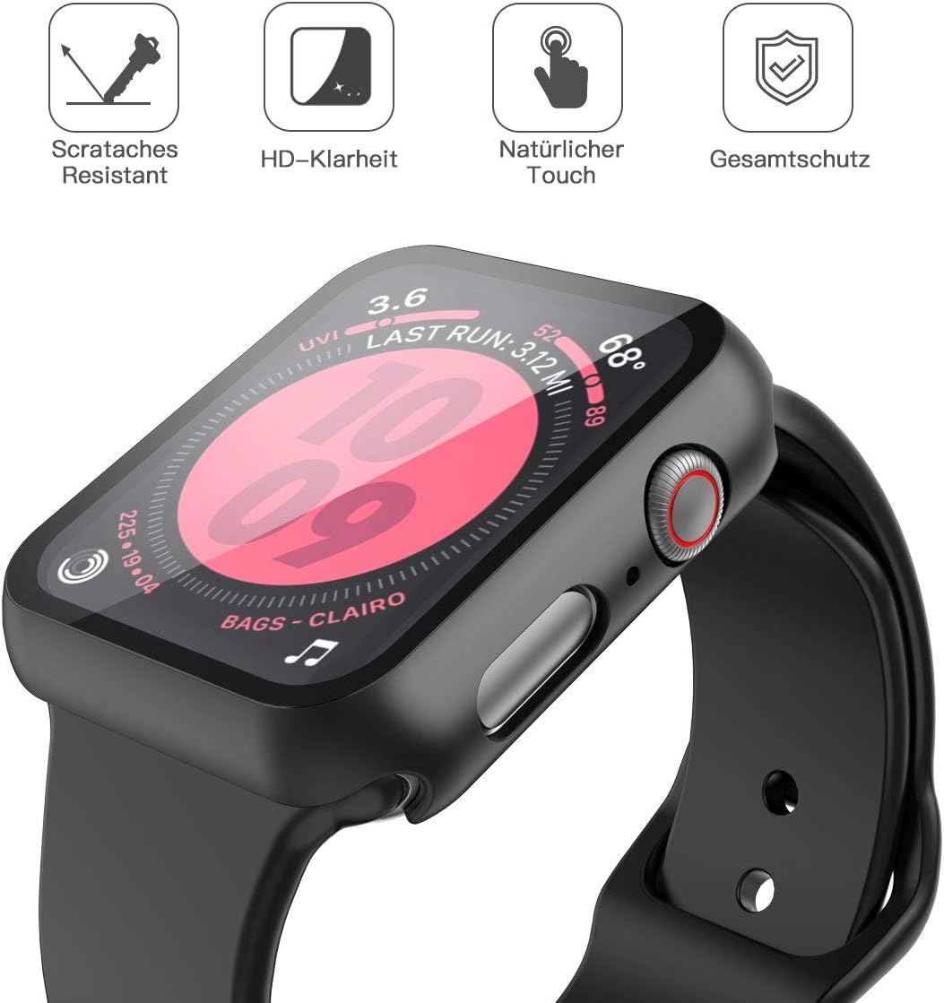 Reloj inteligente negro con esfera rosa que muestra las 10:09.