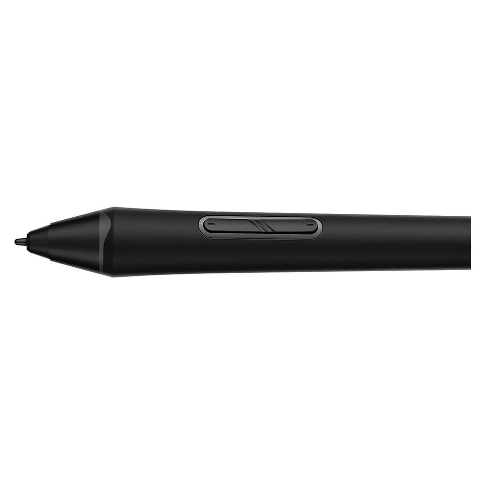 Schwarzer Eingabestift mit Taste auf weißem Hintergrund.