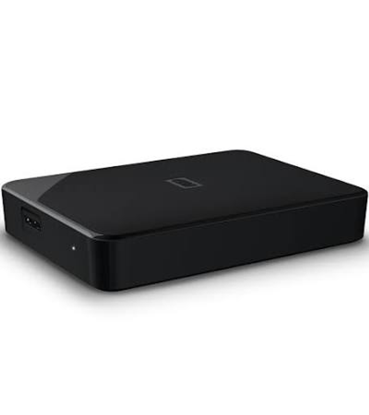 Ein schwarzes, rechteckiges elektronisches Gerät mit abgerundeten Ecken.